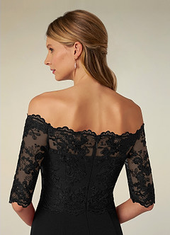Azazie Jette Mother of the Bride Dresses Black Mermaid Off the Shoulder Lace Dress image7