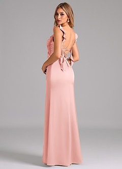 Azazie Jessamine Robes de demoiselle d'honneur Robe Fourreau en Satin extensible Corset Rose Poudré image2