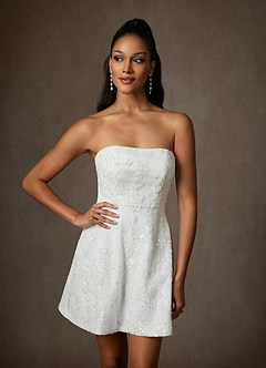 Azazie Atila Wedding Dresses Diamond White A-Line Lace Dress image5