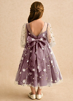 Azazie Elowen Flower Girl Dresses Sangria A-Line Sweetheart Neckline Lace Dress image2