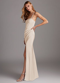 Azazie Brookelle Bridesmaid Dresses White Alabaster Sheath Sweetheart Corset Stretch Satin Dress image5