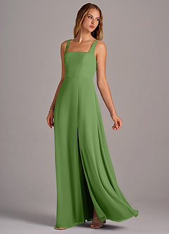 Azazie Debra Bridesmaid Dresses Basil A-Line with Pockets Chiffon Convertible Dress image2