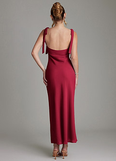Azazie Luddie Bridesmaid Dresses Burgundy Mermaid Bow Chiffon Dress image6