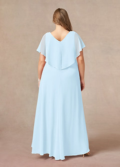 Azazie Eliza Mother of the Bride Dresses Sky Blue A-Line V-Neck Pleated Chiffon Dress image7