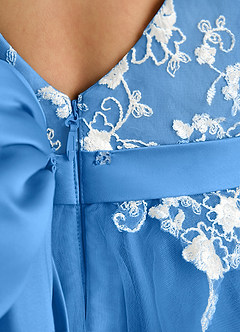 Azazie Butterfly Abiti da Ragazza di Fiori Abito A-Line in Pizzo Blue Jay image5