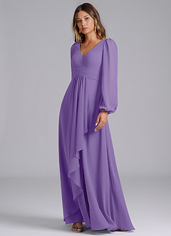 Azazie Omari Bridesmaid Dresses Tahiti A-Line Long Sleeve Chiffon Dress image4