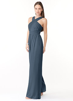 Azazie Berdie Robes de demoiselle d'honneur Combinaison en Mousseline de soie Dos nu Neptune image3