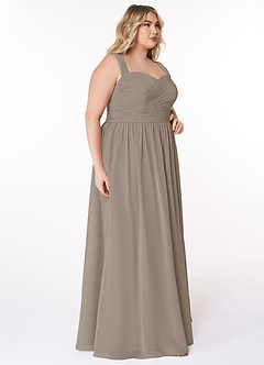 Azazie Zapheira Robes de demoiselle d'honneur Robe Trapèze en Mousseline de soie Rayé Taupe image9