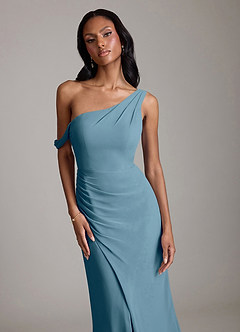 Azazie Madelyn Bridesmaid Dresses Bermuda Mermaid One Shoulder Chiffon Convertible Dress image3