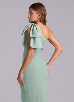 Azazie Yuanna Bridesmaid Dresses Agave Mermaid One Shoulder Chiffon Dress image8