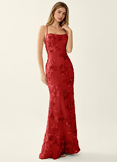 Kailani Red 3D Flowers Corset Mermaid Lace Up Back Prom Dress image4