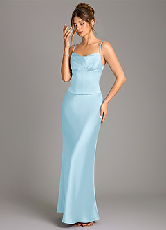 Azazie Reverie Bridesmaid Dresses Sky Blue Mermaid Corset Stretch Satin Dress image1