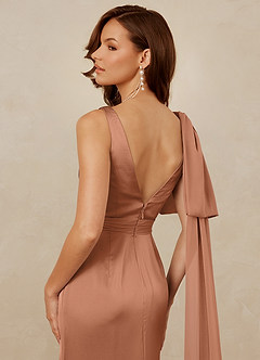 Christian Siriano Bridal for Azazie 1011 Kleider zum Anprobieren zu Hause Meerjungfrau-Linie Schleifen Stretch-Satin Kleid Bronzer image4