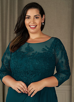 Azazie Calanthe Moeder van de bruid jurken A-Lijn Jurk van Chiffon Schop Pijnboom image10