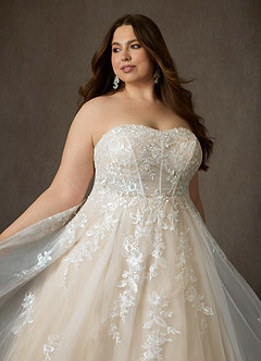 Azazie Keri Bröllopsklänningar Klä av Balklänning i Spets Axelbandslös Diamant Vit Champagne image17