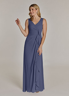 Azazie Manuella Vestidos para mãe da noiva Vestir Tormentoso de Chiffon de Linha A com Decote em V Plissado image4