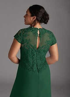 Azazie Junie Mother of the Bride Dresses Dark Green A-Line Lace Chiffon Dress image9