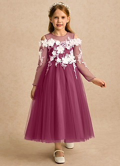 Azazie Lilah Flower Girl Klänningar Klänning A-linje i Tyll Spets image1