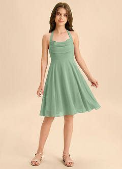 Azazie Kady Junior Matcha A-Line Sweetheart Neckline Chiffon Dress image1
