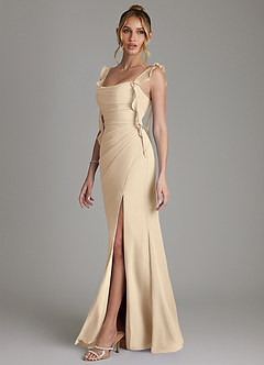 Azazie Jessamine Abiti da Damigella Abito Sirena in Chiffon Corsetto Champagne image5