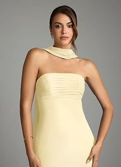 Azazie Saylor Vestidos de damas de honor Vestido de Sorbete De Limón de Gasa de Corte Sirena con Sin tirantes image6