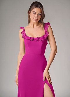 Azazie Callie Bridesmaid Dresses Fuchsia Mermaid Side Slit Chiffon Convertible Dress image5
