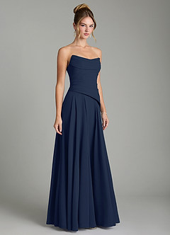 Azazie Gabriela Bridesmaid Dresses Dark Navy A-Line Corset Chiffon Dress image5