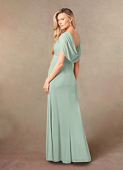 Azazie Luisa Mother of the Bride Dresses Agave Mermaid V-Neck Pleated Mesh Dress image6