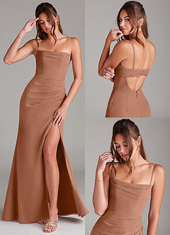 Azazie Leonis Bridesmaid Dresses Bronzer Sheath Strapless Chiffon Convertible Dress image9