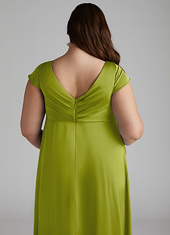 Azazie Allessia Maternity Bridesmaid Dresses A-Line Pleated Stretch Satin Floor-Length Dress image12