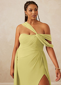 Christian Siriano Bridal for Azazie 1014 Bridesmaid Dresses Lemon Sorbet A-Line Off the Shoulder Chiffon Dress image15
