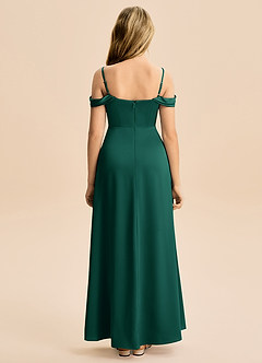 Azazie Lettie Junior Vestido de Esmeralda de Satén Elástico de Corte en A con Vestidos sin tirantes image3