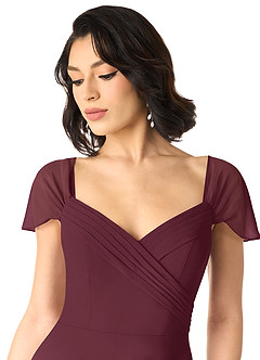 Azazie Tancie Jurken voor bruidsmeisjes Converteerbaar Jurk van Chiffon met A-Lijn Off the Shoulder Cabernet image4