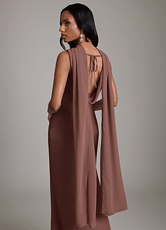 Azazie Linelle Robes de demoiselle d'honneur Robe Sirène en Mousseline de soie Plissée Expresso image9