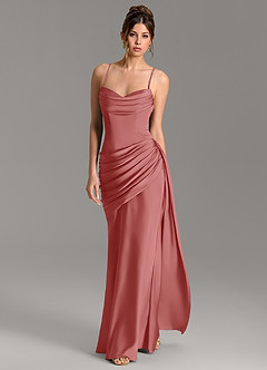 Azazie Zorah Bridesmaid Dresses Antique Rose Mermaid Corset Stretch Satin Convertible Dress image5