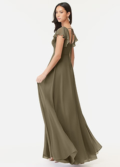 Azazie Bondi Abiti da Damigella Abito A-Line in Chiffon con Volant Willow Green image5