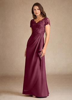 Azazie Santa Ana Mère de la mariée Robes Robe Trapèze en Satin extensible Dentelle Mûre image6