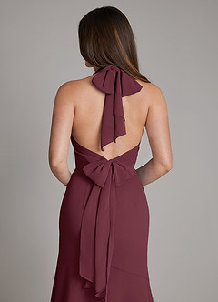 Azazie Magda Bridesmaid Dresses Cabernet Mermaid High Neck Chiffon Dress image2