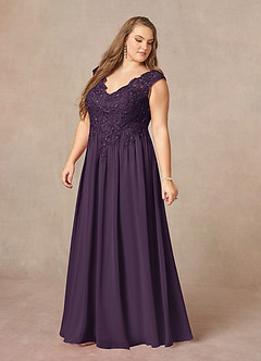 Azazie Amethyst Mother of the Bride Dresses Plum A-Line V-Neck Sequins Chiffon Dress image4
