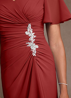 Azazie Suffolk vestidos de madre de la novia Vestido de Óxido de Gasa de Corte en A con Plisado image5