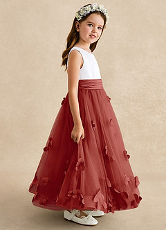 Azazie Vi Flower Girl Dresses Terracotta A-Line Sleeveless Tulle Dress image7