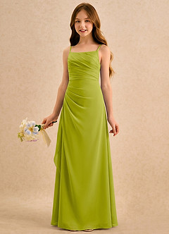 Azazie Cannoli Girls Formal Blumenmädchenkleider A-Linie Plissee Chiffon Kleid Zitronengras image3