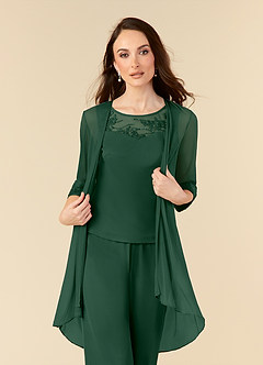 Azazie Frances Mother of the Bride Dresses Dark Green Jumpsuit/Pantsuit Scoop Mesh Dress image5