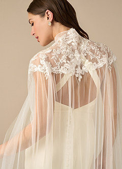 front Azazie Guadalupe Lace Tulle Wrap