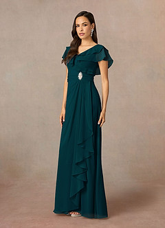 Azazie Snapdragon Abiti per la Madre della Sposa Abito A-Line in Chiffon Increspato con Scollo a V Pino image2