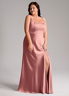Azazie Lidia Robes de demoiselle d'honneur Robe Sirène en Satin extensible Fente Latérale Rosette image12