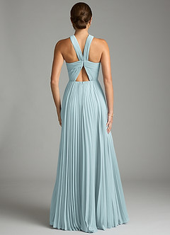 Azazie Afra Abiti da Damigella Abito A-Line in Chiffon Plissettato Nebbia image2