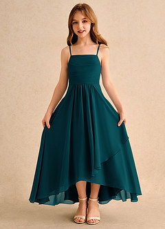 Azazie Twilight Dance Girls Formal Flower Girl Dresses Pine A-Line Pleated Chiffon Dress image6