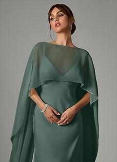 Azazie Stefania Abiti da Damigella Abito A-Line in Raso Elasticizzato Muschio Marino image5