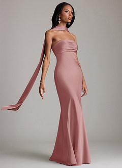 Azazie Saylor Brudtärnklänningar Klä av Sjöjungfru i Stretch Satin Axelbandslös Dammig Ros image10